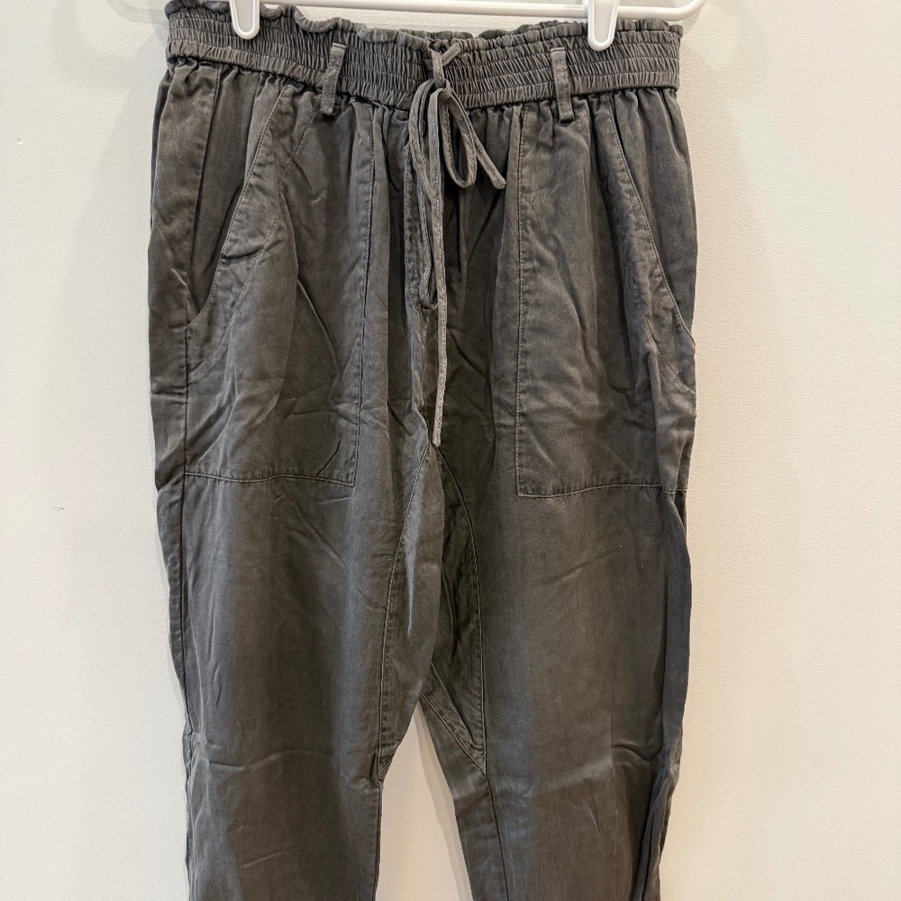 KES NYC - Gray Silk & Cotton Blend Joggers w/Pockets, Size M